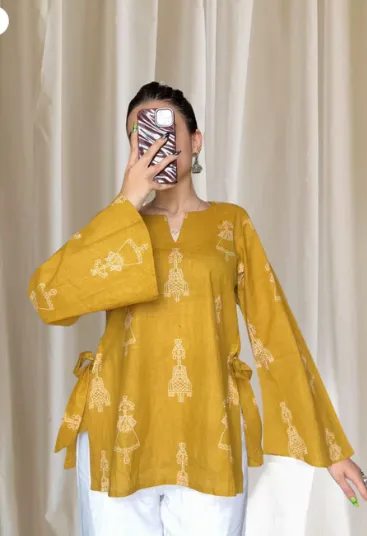 Mustard Muse Tie-Up Top